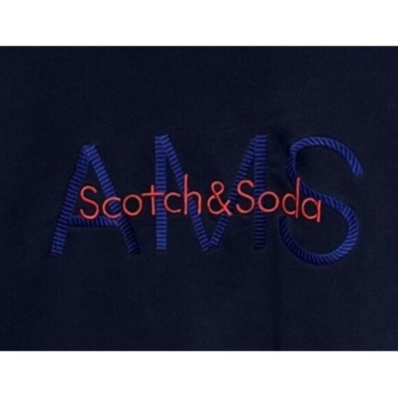 Scotch & Soda Men's Sweatshirt Embroidered Logo Crew Neck Medium Blue Flaw - Picture 2 of 10